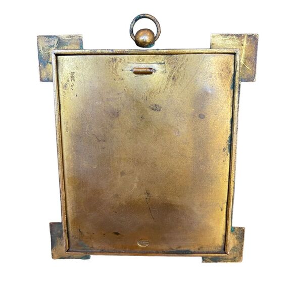 VTG English Brass Metal Spandrel Hanging Picture Frame Signed Marion London - Picture 4 of 10